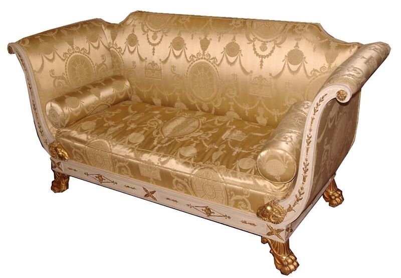 Empire Style White Painted and Parcel Gilt Sofa