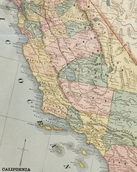 Framed Maps of California, Under $300