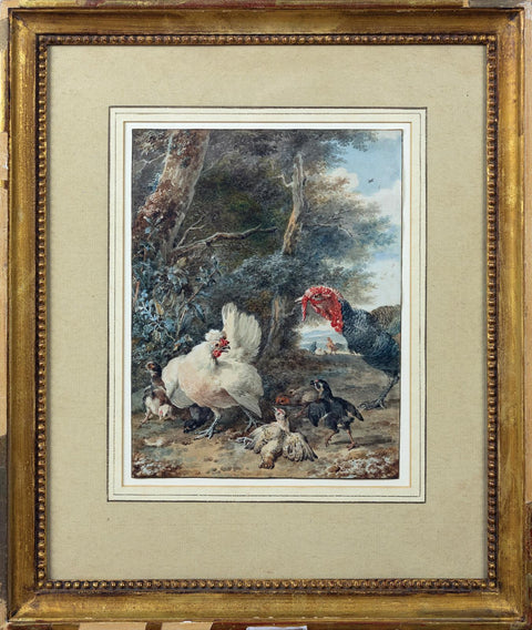 Aert Shouman. A Turkey Startling Chickens. 1775.