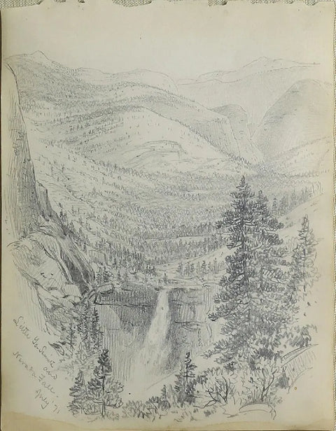 James D. Smillie Pencil Drawing of Little Yosemite