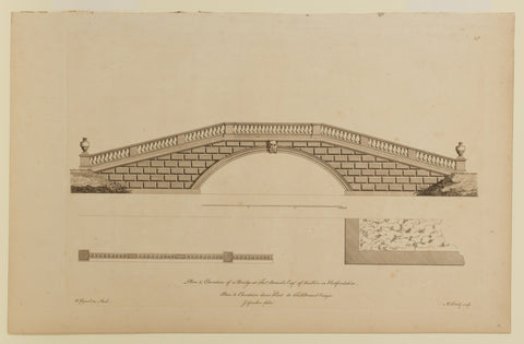 Plan of Elevation of a Bridge at Tho Brand Esq of the Hoo in Hertfordshire