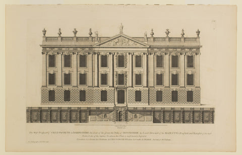 The West Prospect of Chatsworth in Darbyshire the Seat of his Grace the Duke of Devonshire