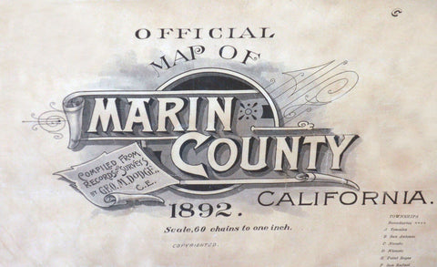 Official Map of Marin County, California 1892
