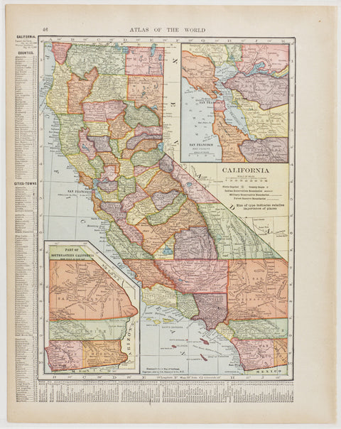California with Inset of the San Francisco Bay & South East Region