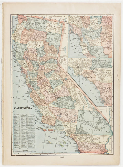 California with inset of Southern California & San Francisco Bay Region (1902)
