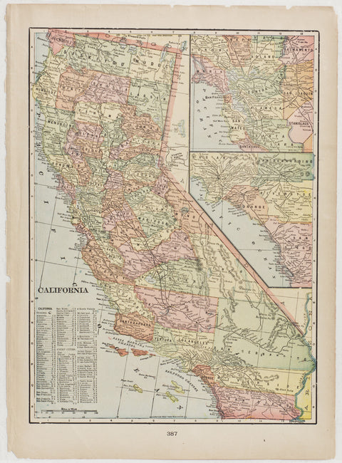 California with inset of Southern California & San Francisco Bay Region (1903