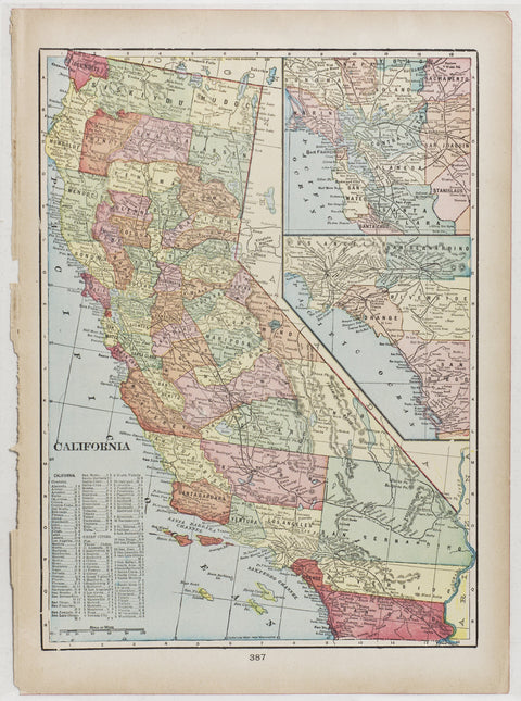 California with inset of Southern California & San Francisco Bay Region (1906)