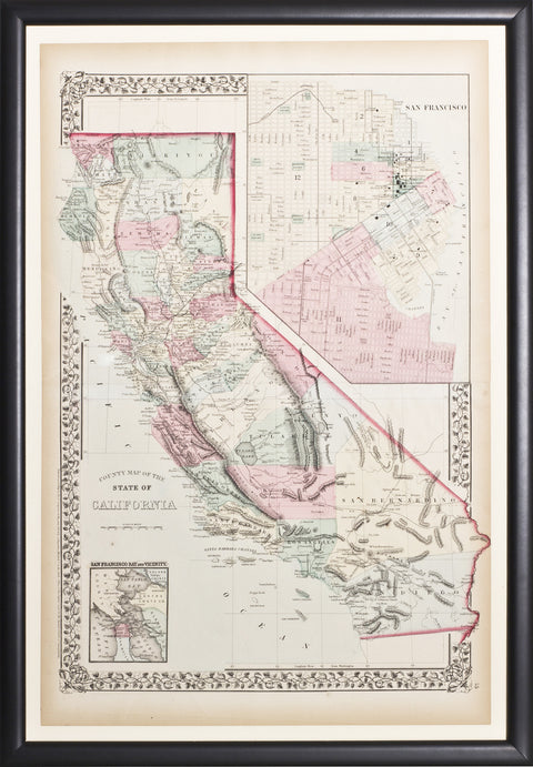 Map of California with inset of the City of San Francisco and Greater Bay Region