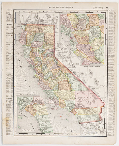 California with insets of Southern & Central Regions (1899)