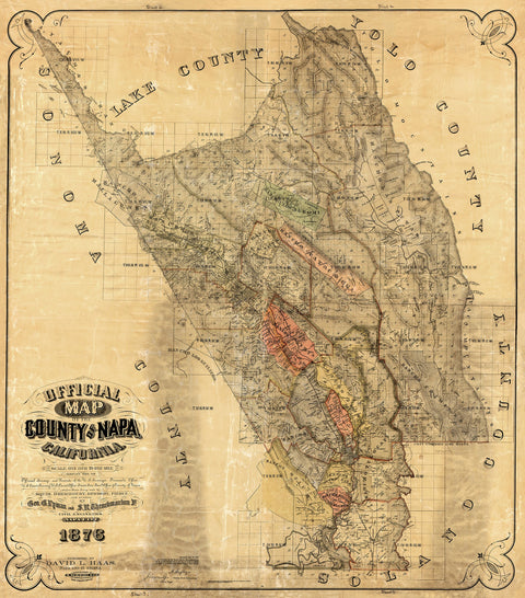Official Map of the County of Napa, California. 1876.