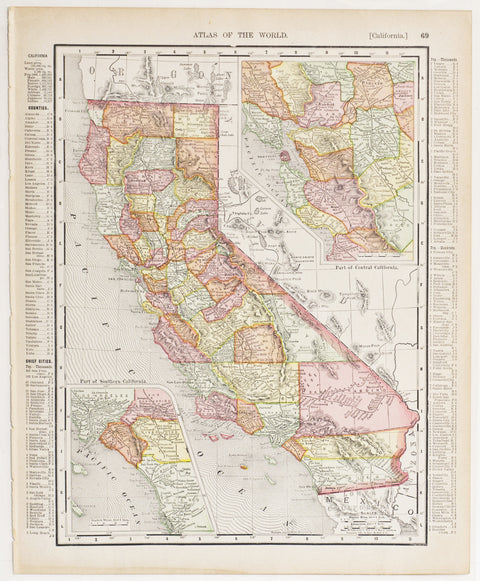 California with insets of Southern & Central Regions (1906)