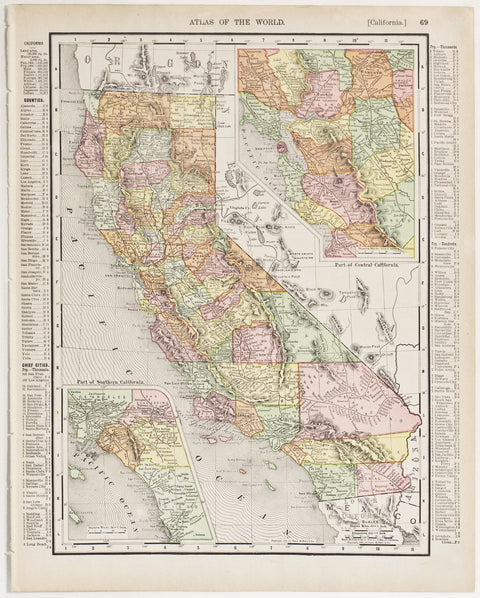 California with insets of Southern & Central Regions (1909)