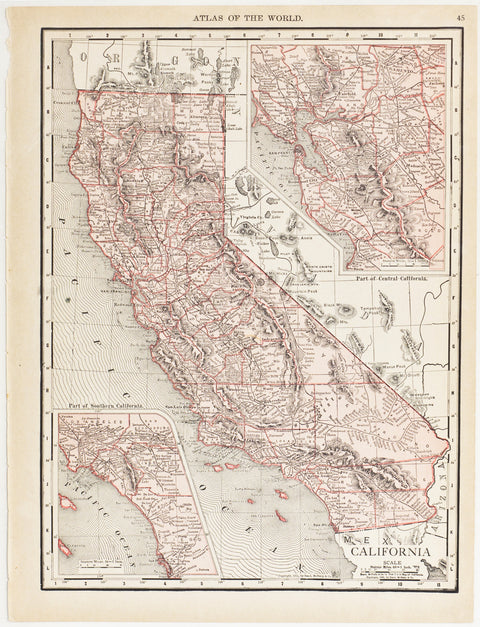 California with insets of Southern & Central Regions (1912)
