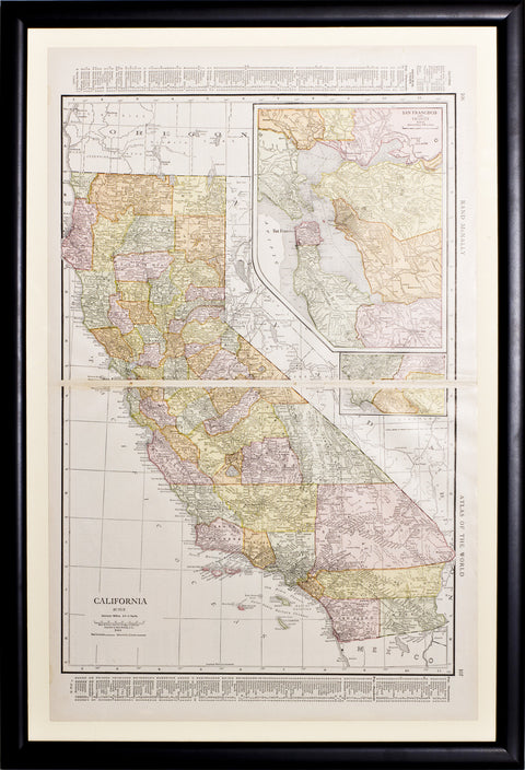 Map of California with insets of San Francisco Bay Region & Los Angeles Region, 1917