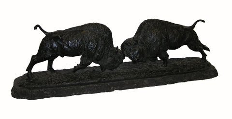Bronze of two buffalo
